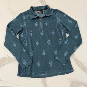 Killtec Microfleece 1/4 Zip Long Sleeve Pullover Top Womens 10 Teal Blue Floral